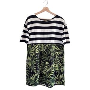 FARM Rio Tropical Stripe Cotton Linen Mini Beach Dress Medium